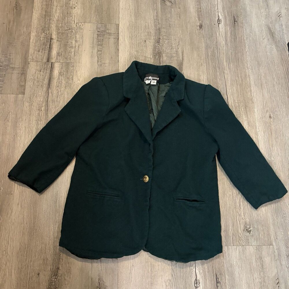 Sag Harbor Green 100% Wool Blazer Jacket Sz 18 Professional Workwear Sport Coat